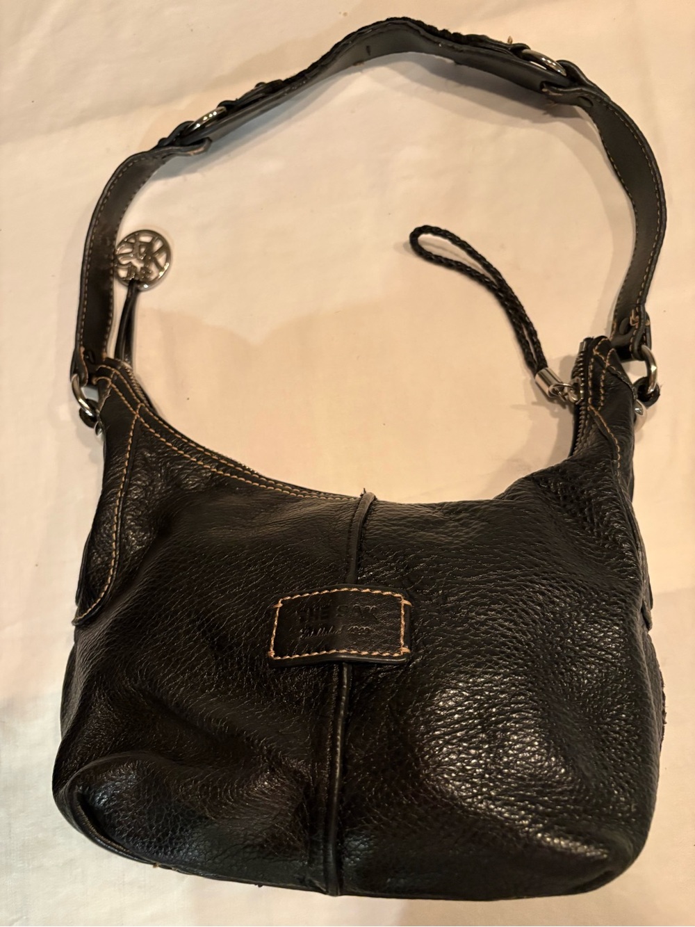 The Sak Black Leather Hobo with Logo Tag